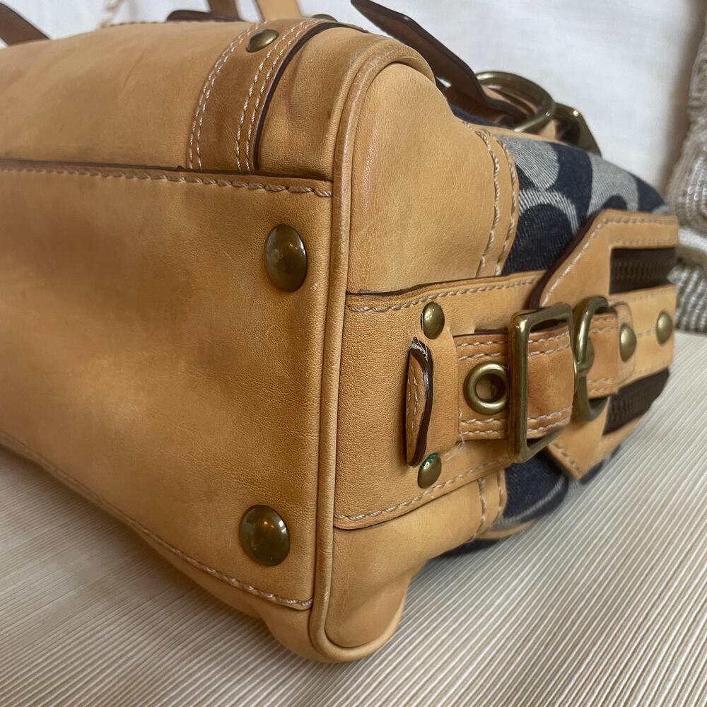 Rare Legacy Denim Lilly Satchel Turnlock Bag | Rainbow Legacy Lining, Vintage - Picture 8 of 13